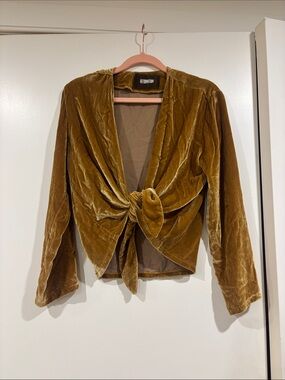 Reformation gold Velvet Knot-Front Top